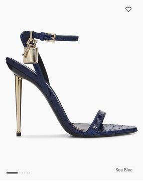 Tom Ford Padlock Pointy Naked Python-Embossed Sandals | Sea Blue